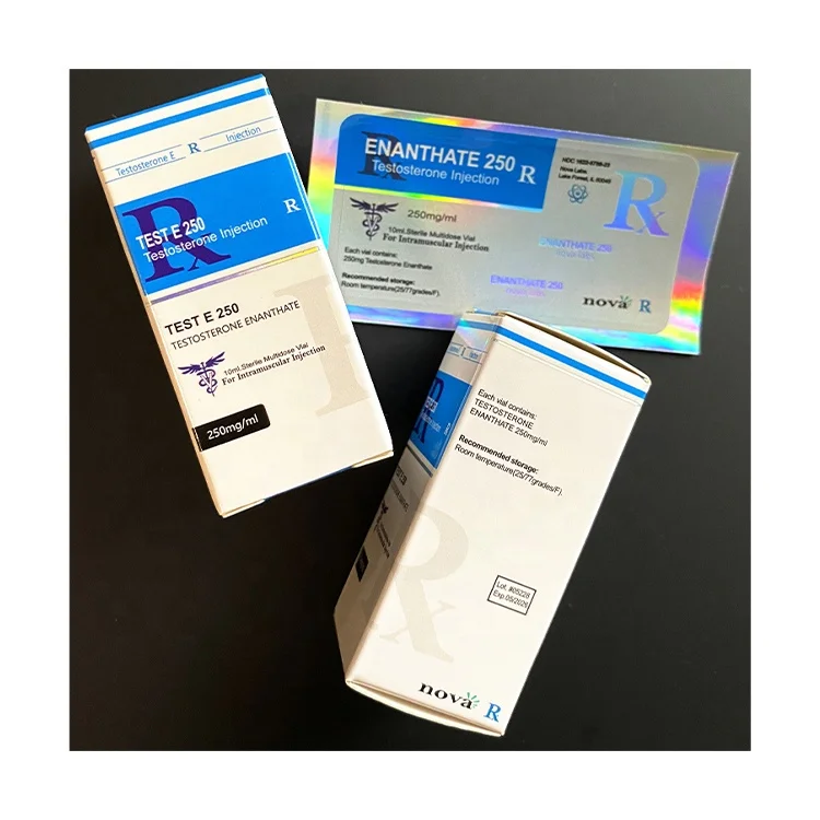 Vial label and box 59 - TEST E 250 NOVA brand 10ml hologram steroides vial labels and boxes for steroides bottle packaging