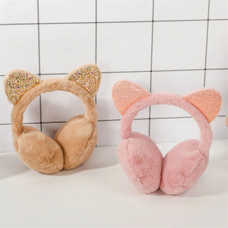 Warm Cat earmuffs for Girls Winter Fur Ear Muffs for Women Winter Accessories Ear Cover Warmers Women Headband