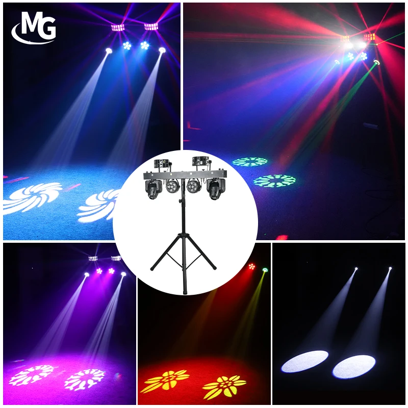 Professional Dj Light New Bar Lighting 4pcs 12x1w RGBWA 5in1 LED Moving Head Par Effect Light With Stand for Disco Party Stage