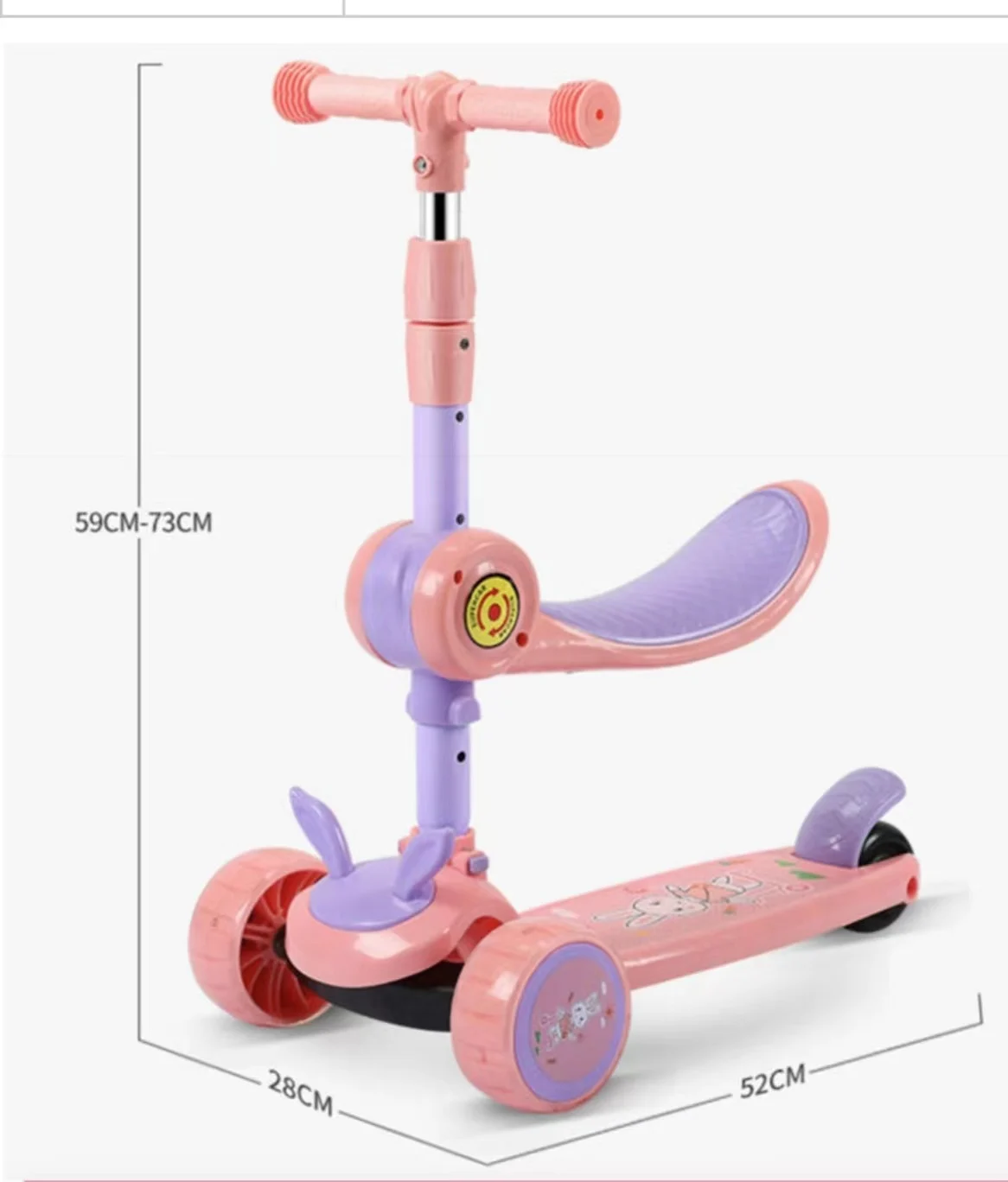 Adjustable Height Skateboard Child Scooter Foldable  Mini Kids Kick Scooter With LED Light Kids Foot Scooter