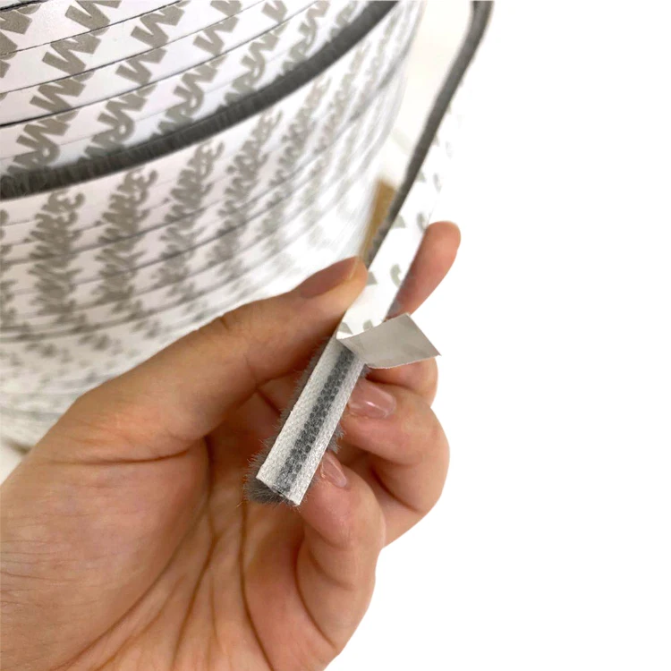 4-roll package grey 7*6mm Custom door seal adhesive window wool pile door brush strip