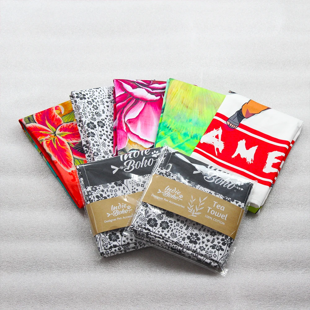 Quick Dry kitchen Super Absorbent tea towels 100% large cotton woven dish towel Printed pattern Dust proof cloth