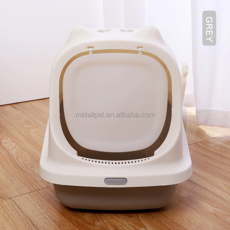 Litter Box Spill Proof Entrance PP Large Cat Toilet Cat Ear Flap Fully Enclosed Pet Toilet