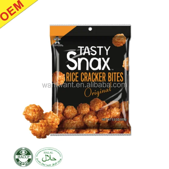 OEM Tasty Small Rice Cracker Bites Healthy Snacks Chips Halal Biscuits Gluten Free Original Flavor