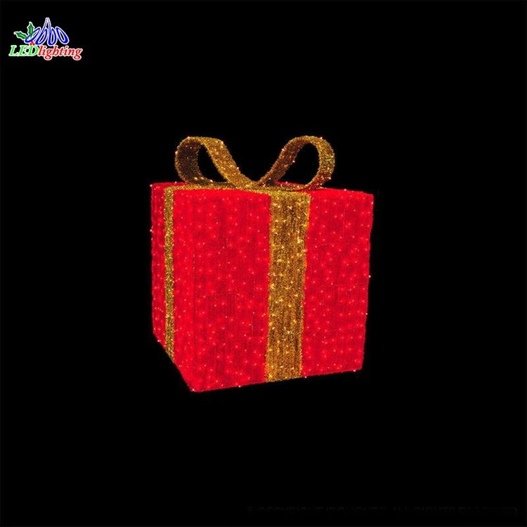 3d large led christmas gift box/polar bear/umbrella/reindeer/wing decoration led motif lights for street