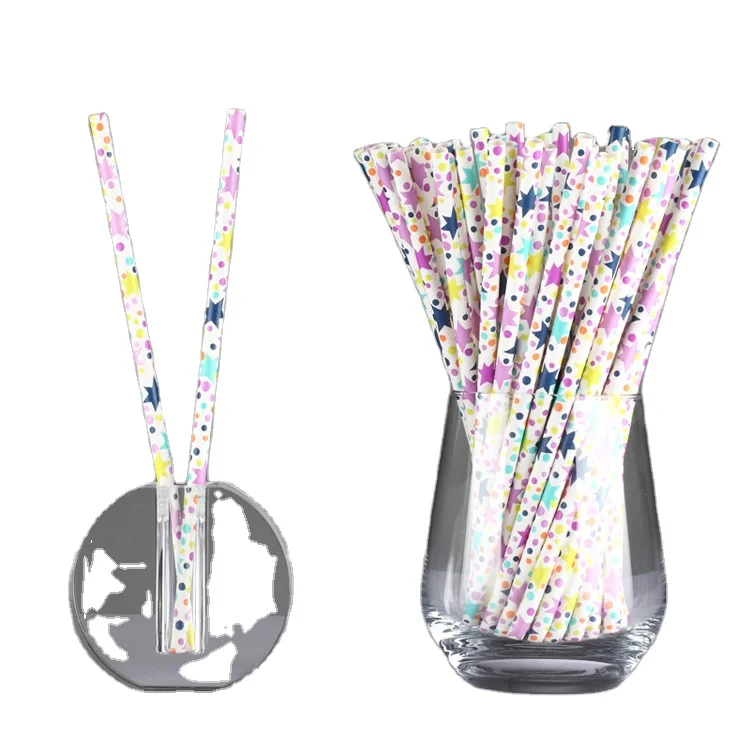 Free Sample High Quality Wedding Decoration Biodegradable Assorted Striped Multi Colored Paper Straws