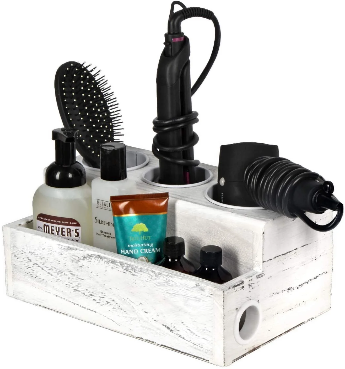 
Wooden Hair Dryer Tool Holder Organizer, Hair Styling Product Care and Bath Supplies Accessories Storage Tray for Vanity 