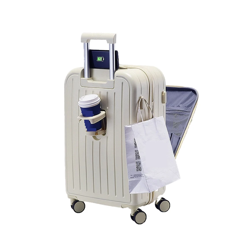 Luxury Business Travel Trolley Luggage Set ABS Waterproof Carry-On with Front Opening Cabin Size Wheel