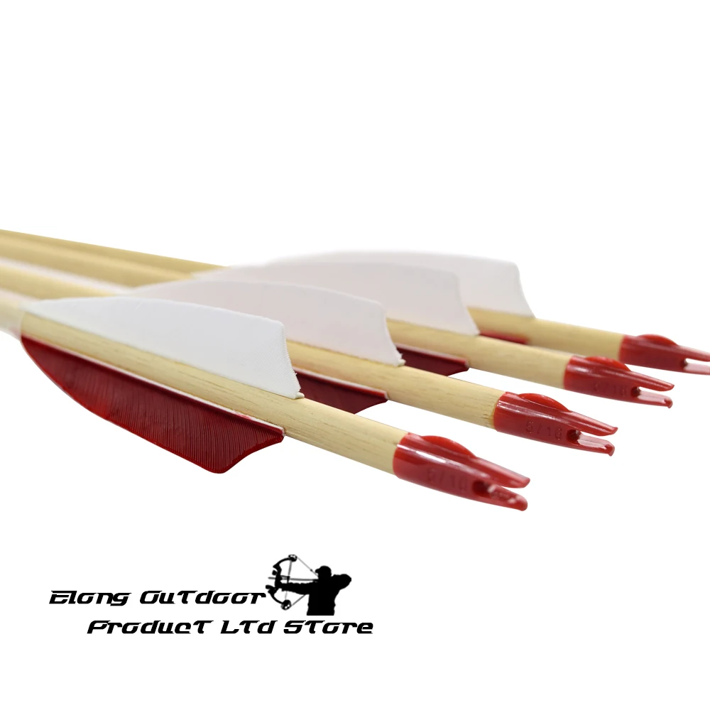 Archery Wood Arrows Recurve Traditional Bow Hunting Sports Glue-on Nock Turkey Feather Wooden Shafts Wood Arrows