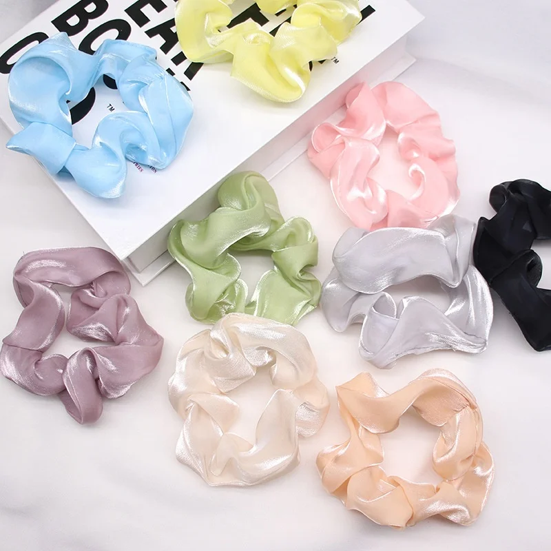 Pearl Colors Satin Silk Hair Scrunchies Hair Elastics Ponytail Holder Hair Accessories Ropes Scrunchies Ties