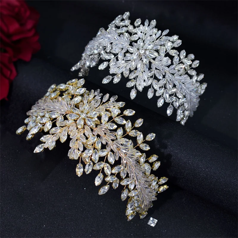 Rhinestone Wedding Headpiece for Women Handmade Bridal Headband Hair Accessories