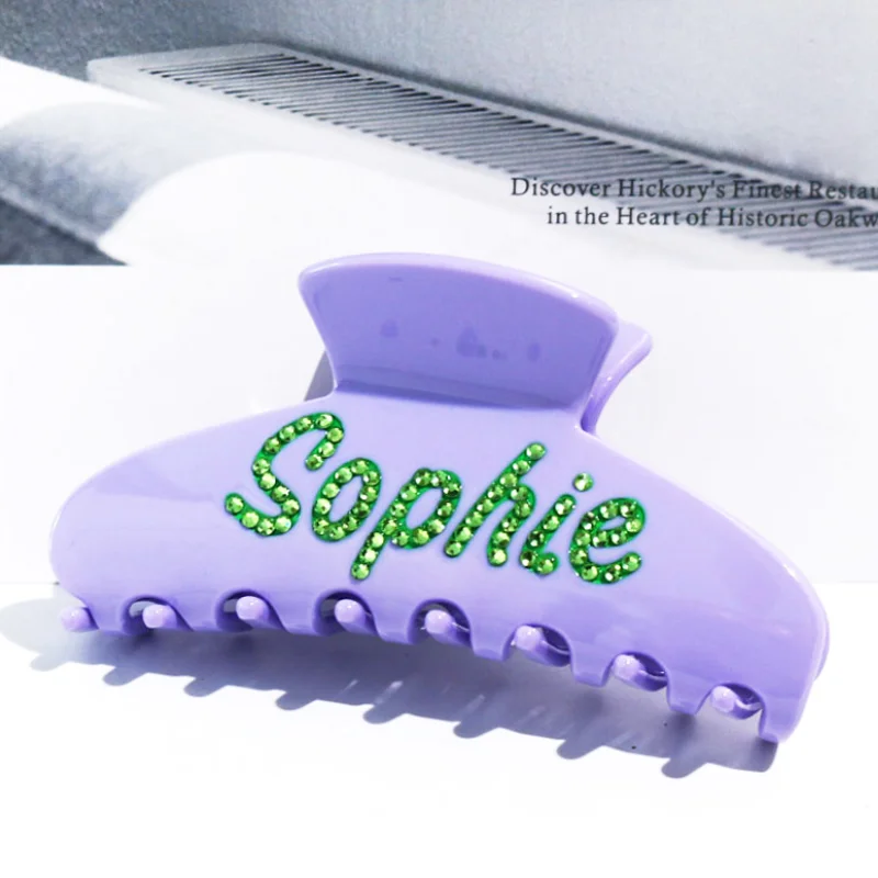 manufacturer custom made branded logo hair claws name personalized design acetate alphabet claw clip letter hair clamp words