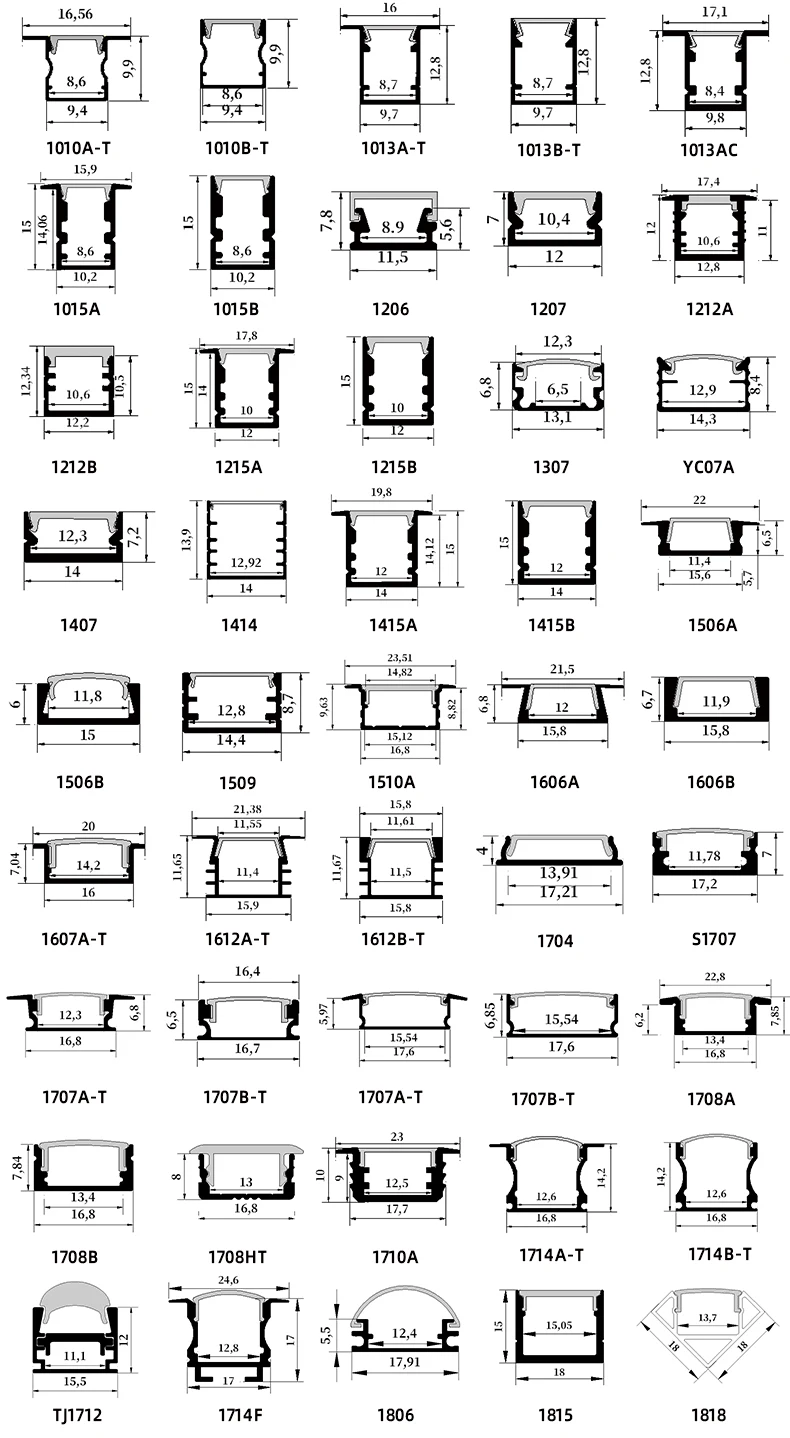 16x7A Bracket recessed aluminum profile for led strip light