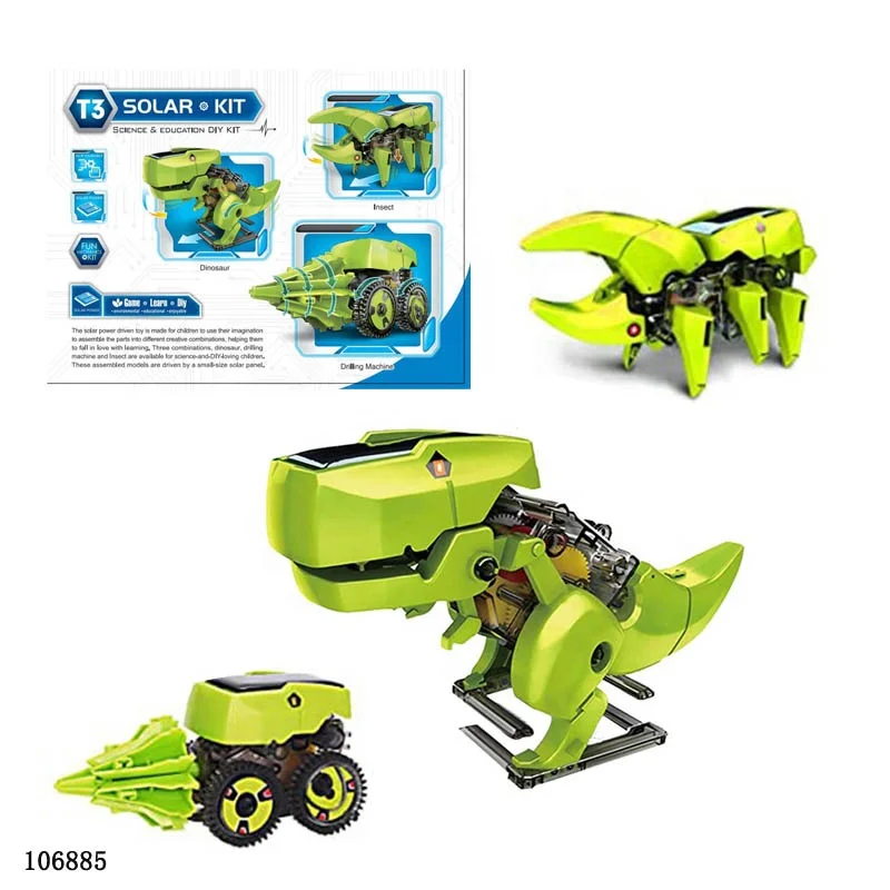 STEM 3-in-1 Solar Robot Toy Kit for Kids - DIY Building Science Experiment, Solar Powered by The Sun - yikentooys