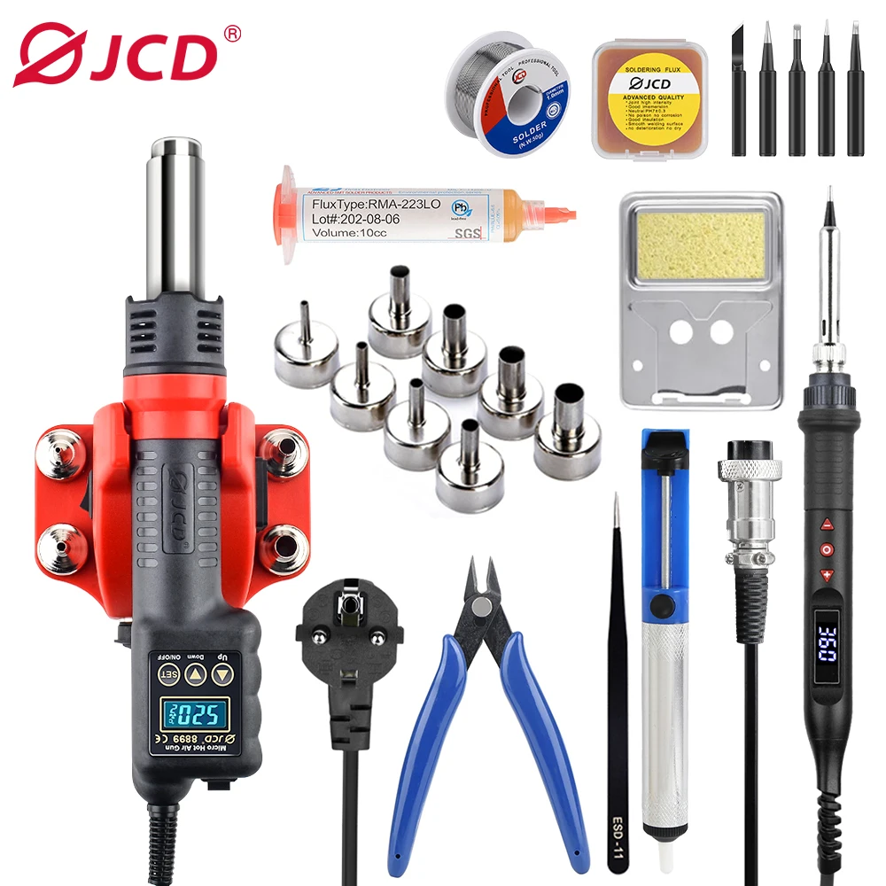JCD8899-17 Professional Soldering Station Hot Air Gun Electronic Soldering Rework Station Hot Air SMD Soldering Station