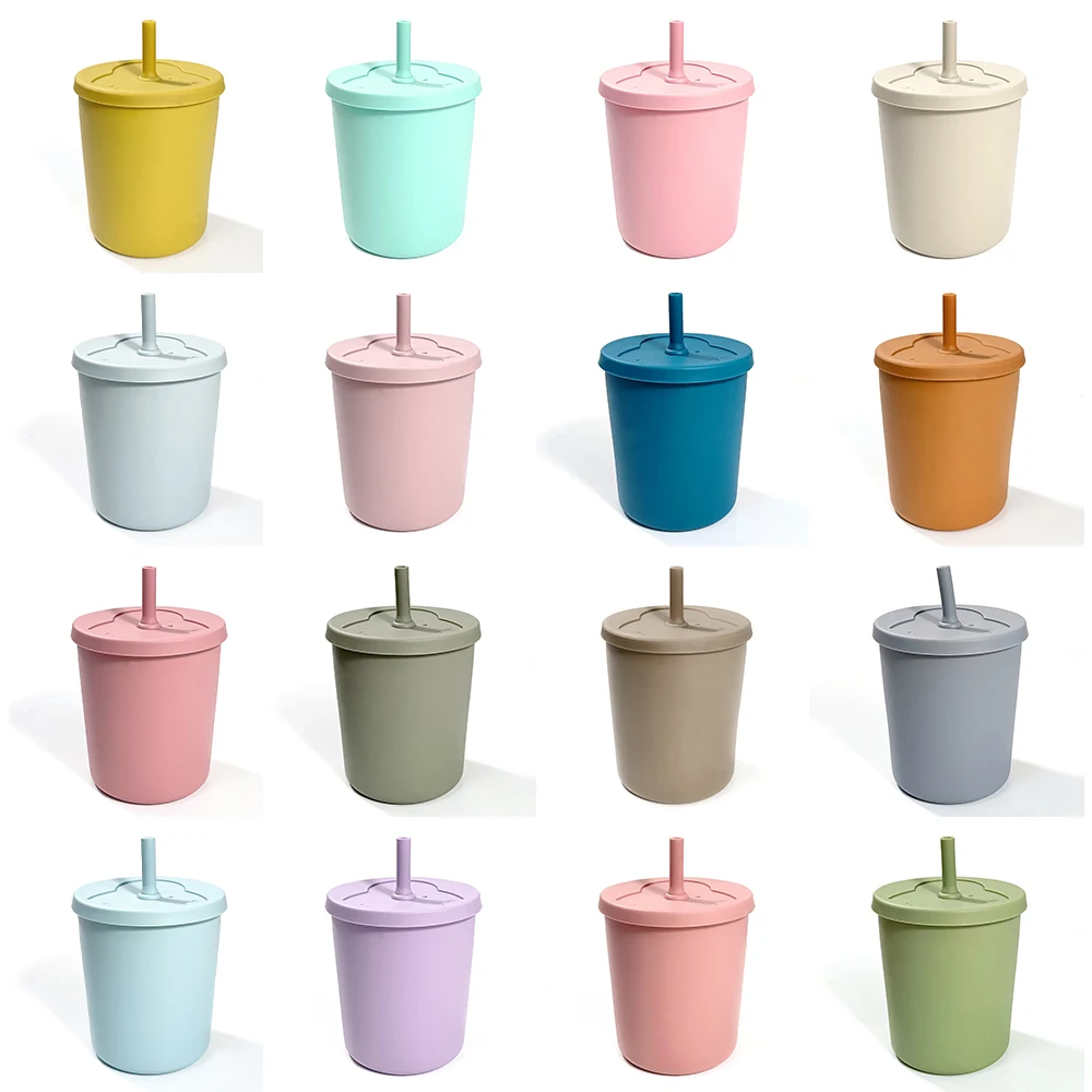BPA Free Food Grade Material Baby Silicone Sippy Cup 300ml Toddler Snack Cup Collapsible Baby Food Drink Storage Container