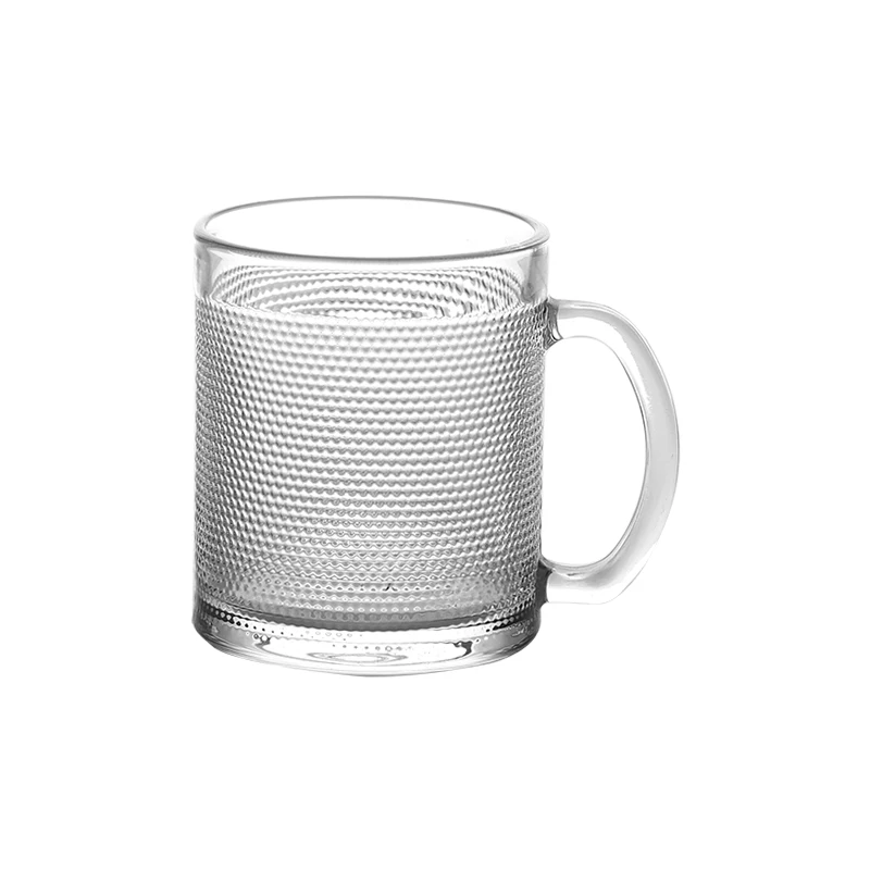 Large Plain Handle Drinking Glass Mug for Coffee & Tea