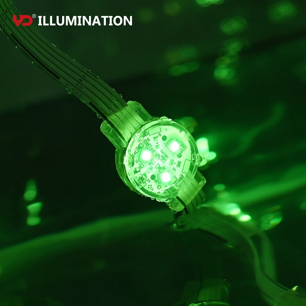 30mm Round Led Pixel Light SPI Programmable DC12V RGB IP68 Waterproof