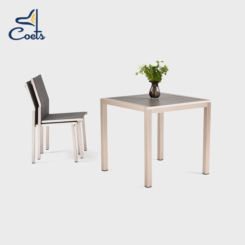 High Quality Patio restaurant furniture outdoor tables and chairs set cafe alu table garden metal dining tables and chairs