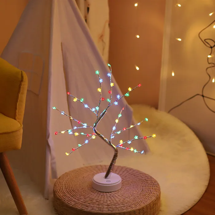DIY LED Tabletop Bonsai Tree Light Artificial Light Tree Lamp Decoration for Gift Home Wedding Festival Holiday