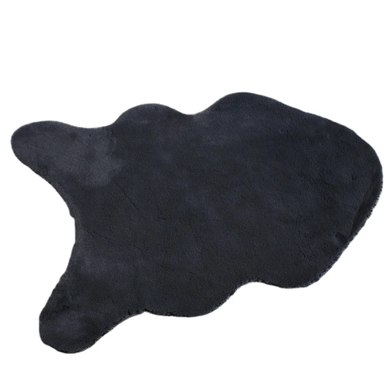 2023 Grey Solid Color Bedroom Carpet Fluffy Faux Rabbit Fur Carpet Large Rugs For Living Room Shaggy Carpets And Rugs for Home