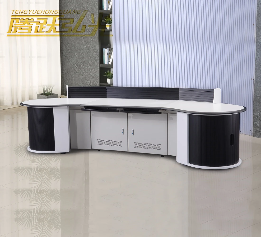 customize arc shaped work station desk control room console table command center monitoring console
