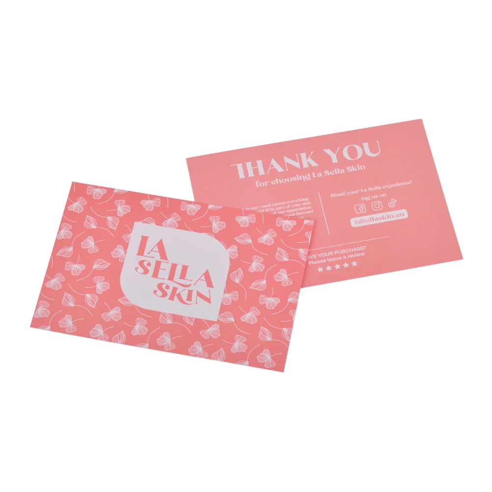 Custom Logo Blush Pink Ecommerce Business Parcel Insert Shopping Thank You for Your Order Purchase Card
