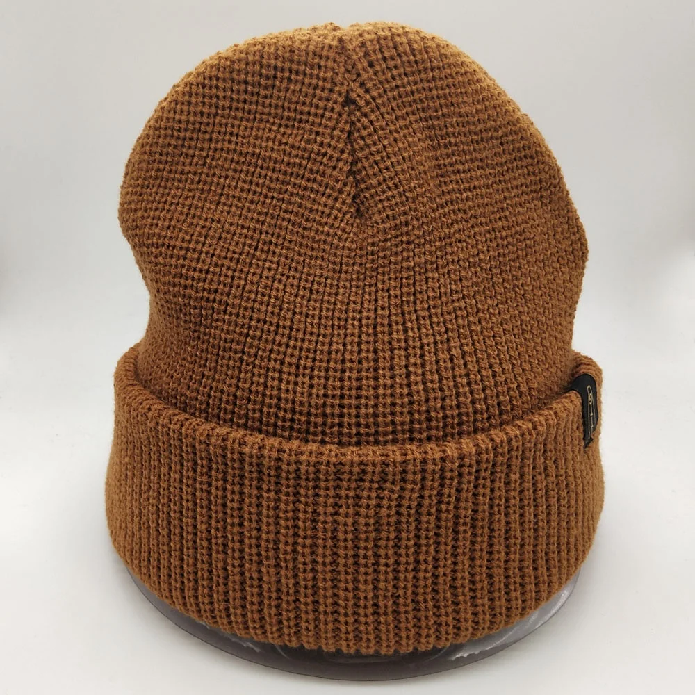 OEM Service Make Custom Logo Unisex BLACK Beanie Ribbed Soft Acrylic Knitted Ski Hat