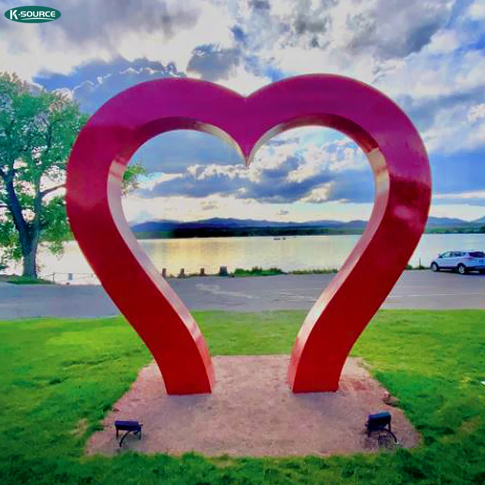 Outdoor park square large leisure art installation stainless steel love sculpture