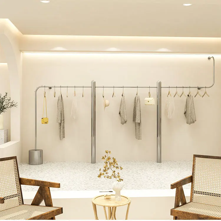 Custom Store Cloth Showroom Display Stands Women Clothes Display Racks Metal Retail Boutique Clothing Display Rack