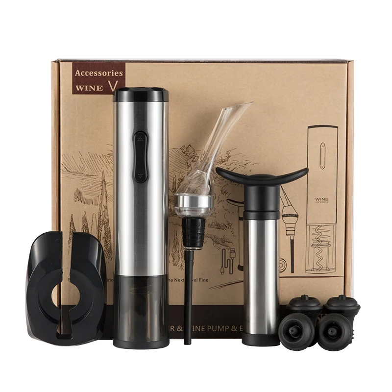 
Stainless steel automatic electric wine bottle opener with power corkscrew wine aerator wine pump 