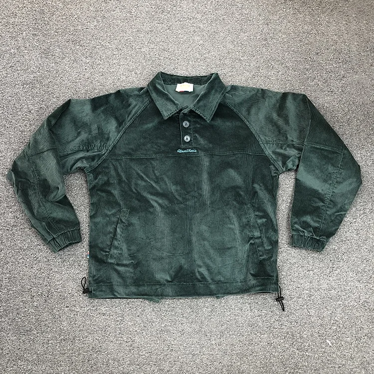 High quality custom women unisex green corduroy hoodie bomber jacket shirt men