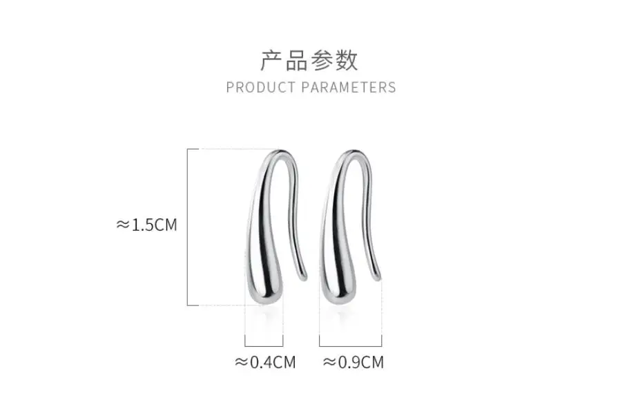 
Fashion Classic Jewellery 100% Pure Silver Solid Silver Teardrop Hoop Earrings wholesale 