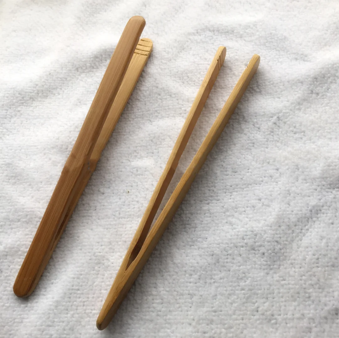 Bamboo Tongs for Cooking Toast Bread Pickles Tea Bamboo Kitchen Tongs