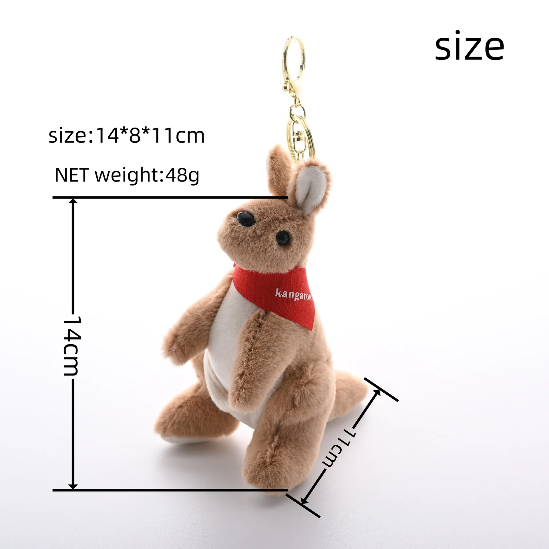 Australia Animal Kangaroo Plush Doll Stuffed Pendant Keychain Cute Cartoon Soft Toy Backpack Decor Charm Accessories Key Chain