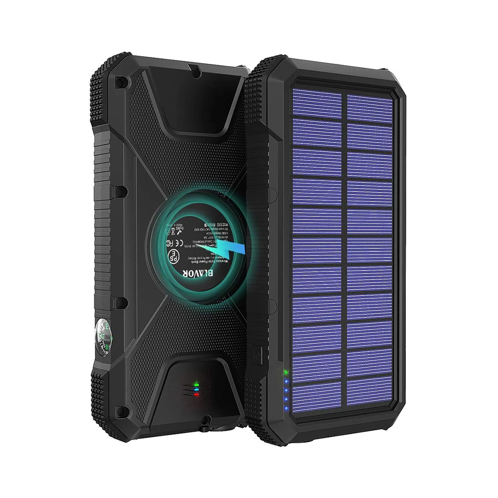Новинка, OEM зарядное устройство на солнечной батарее PD18W QC 3,0, портативное беспроводное зарядное устройство для быстрой зарядки, водонепроницаемое зарядное устройство с фонариком и компасом, внешний аккумулятор на 20000 мАч