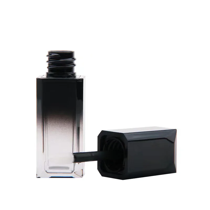 Square shape gradient black lip gloss tube container PET lipstick tube