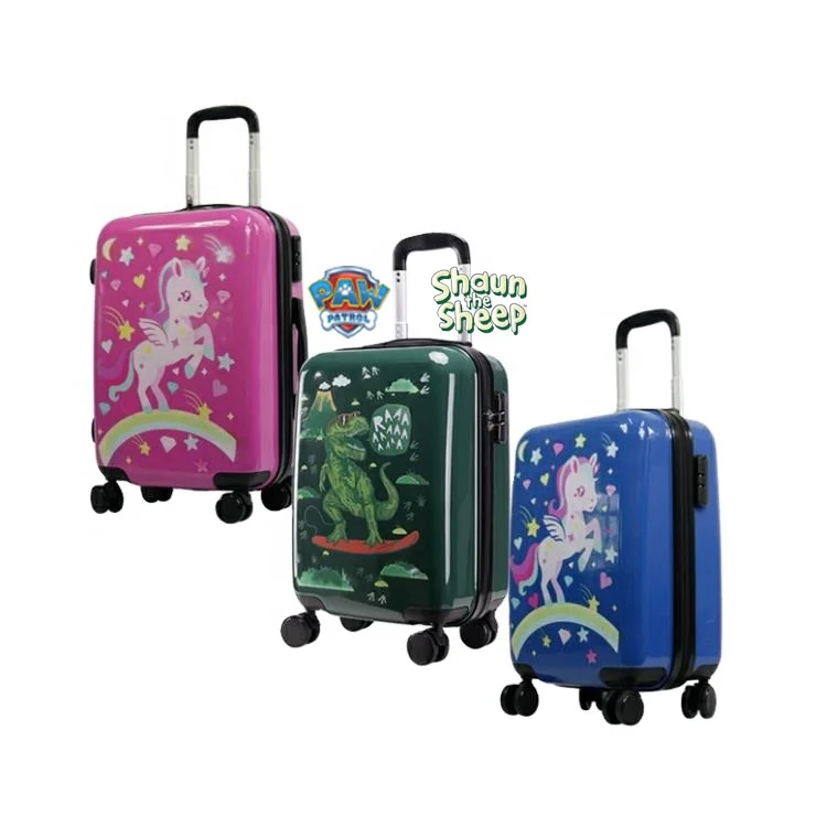 Lightweight 4 wheel spinner cabin hard shell personalized ABS travelling unicorn bags luggage trolley