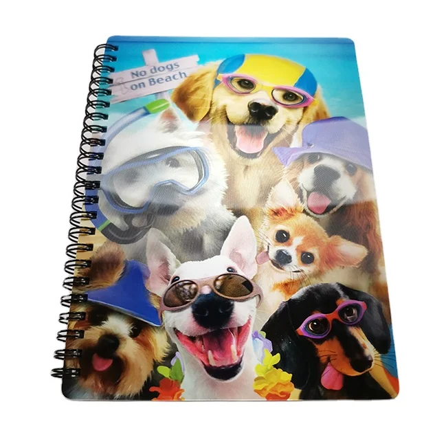 
3D Lenticular Smile Doggy Cover A5 Notebook Black Wire 3D Spiral Notebook 