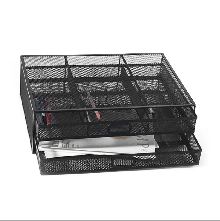 Monitor Stand Riser with Drawer - Mesh Metal Desk Organizer PC, Laptop, Notebook, Printer Holder with Pull Out Storage Drawer