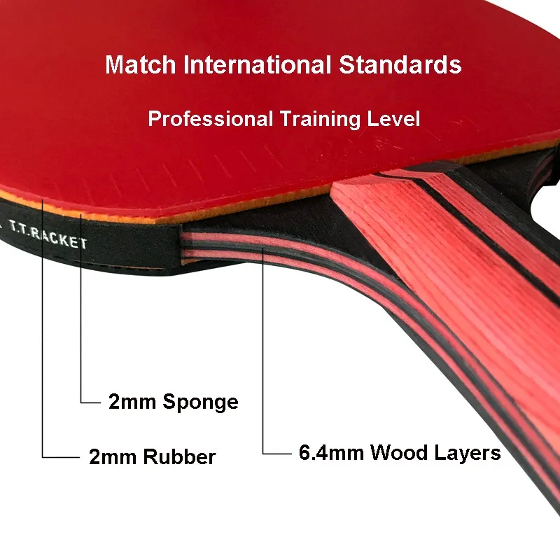Customized Star Paddle 7 Layers Wood With Carbon Training Table Tennis Racket with Cartying Bag in Stock