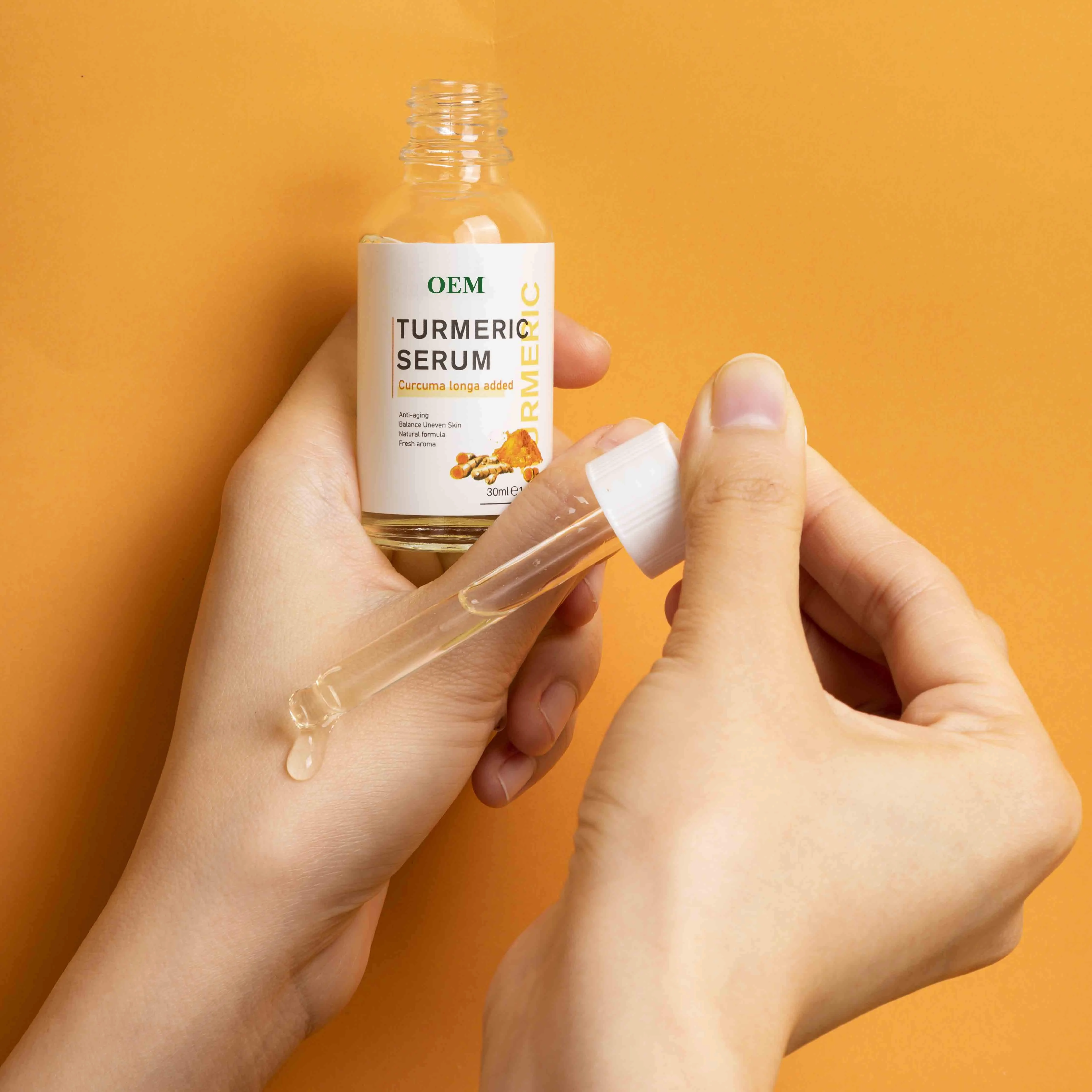 Custom Organic Natural Vegan Vitamin C Turmeric  Serum OEM/ODM Anti Age Face Serum Skincare