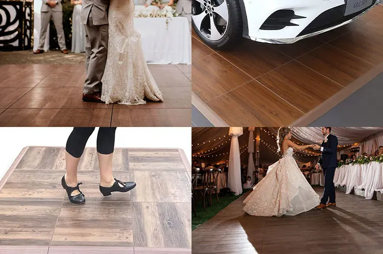 Anti-slip custom interlocking event dance floor disco black and white 3d vinyl pvc panels wedding dance floor tiles