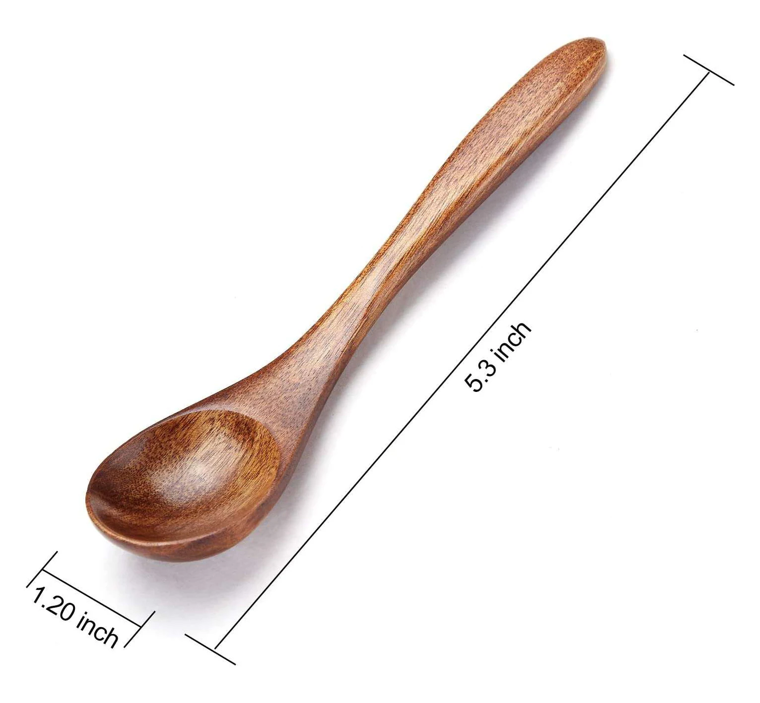 Amazon hotselling 6 pcs set wooden long handle kitchen spoon Japanese style spoon honey spoon