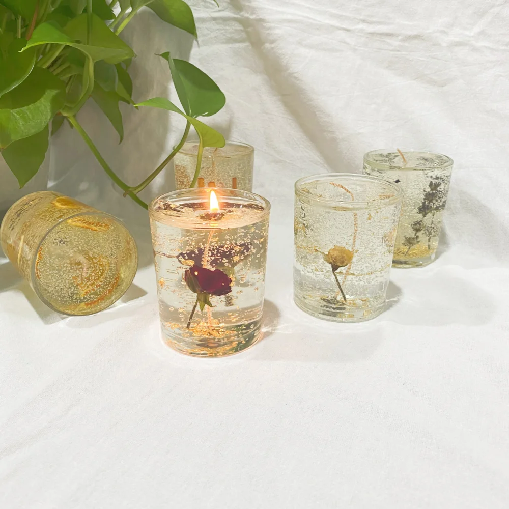Home Decoration Clear Transparent Gel Wax Candles Glass Cup Aromatherapy Scented Candles Candles