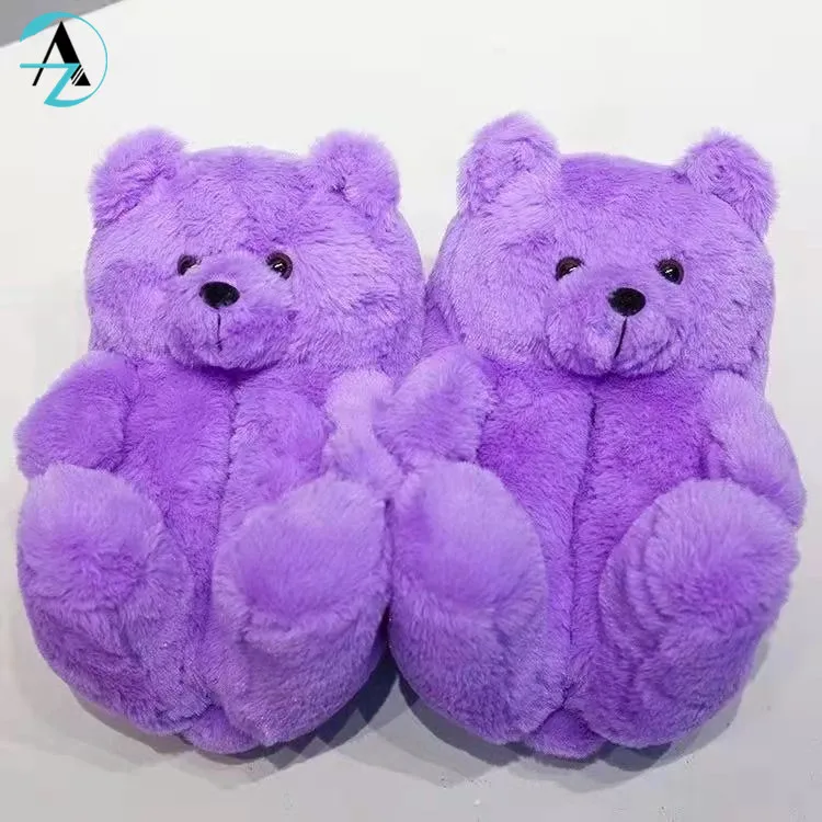 Custom Girl Fashion Teddy Bear Plush Slippers Multi-Color Soft Wholesale Teddy Bear Slippers For Women
