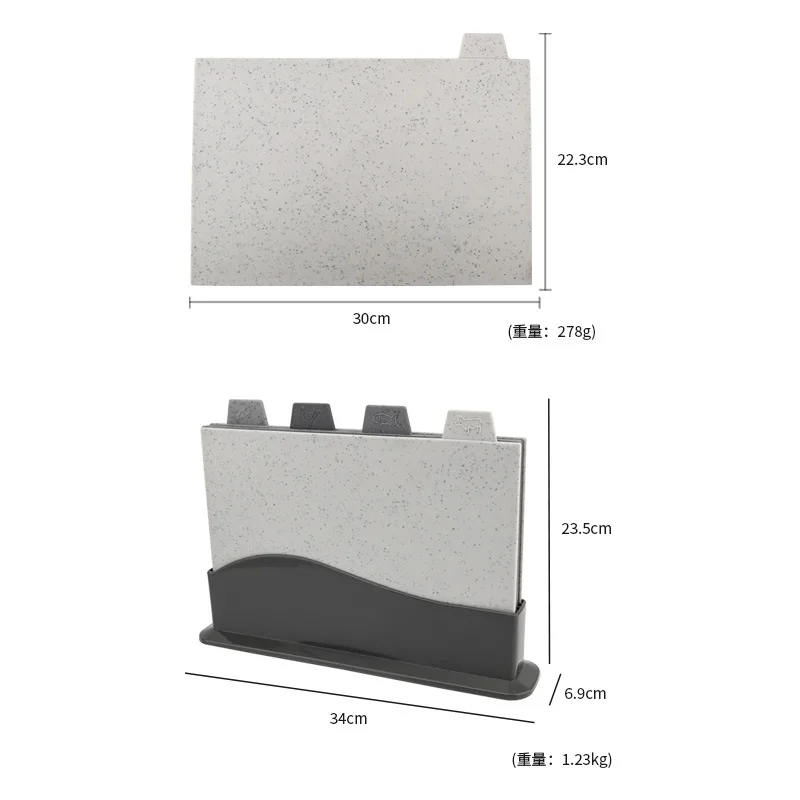 Combination kitchen chopping board fish meat vegetables food grade 4pcs plastic cutting board set