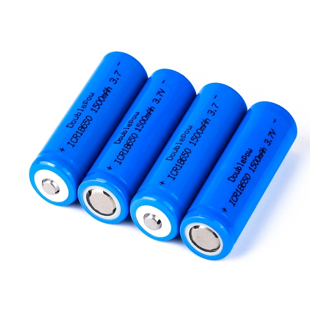 Doublepow 3.7V 1500mAh Flat Top Li-ion Battery ICR18650 Li-Ion Rechargeable 3.7V 18650 Battery Cell