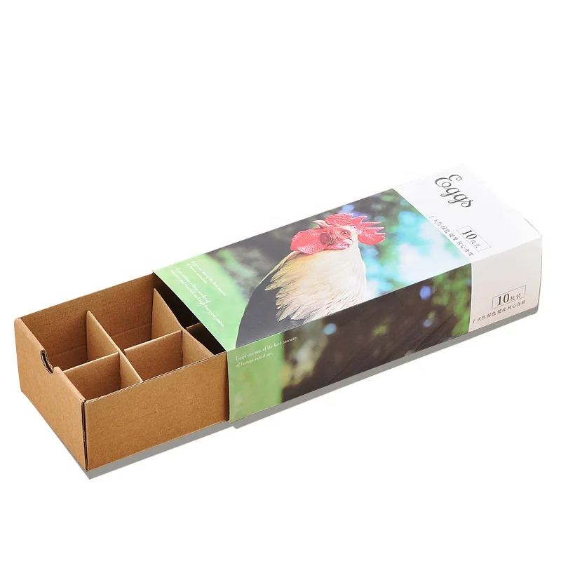 Custom 6/10/12 Pieces Egg Packed Tray Carton Thick Kraft Cardboard Box Customized Drawer Packaging Box