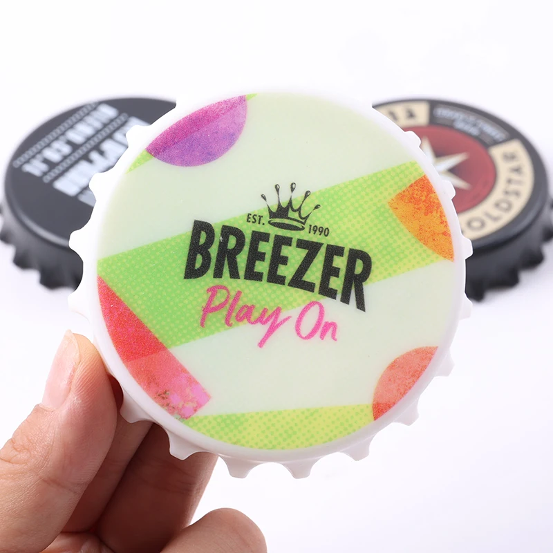 Promotional Metal Beer Bottle Opener Keychain Custom Logo Round Bottle Cap Shape Magnets Bottle Opener For Refrigerator